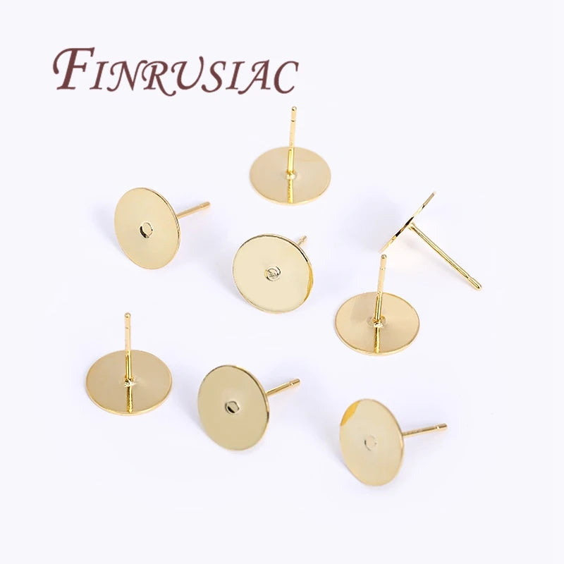 50Pcs 18K Gold Plated Blank Stud Earring Bases – DIY Jewelry Earring Stud Findings P3