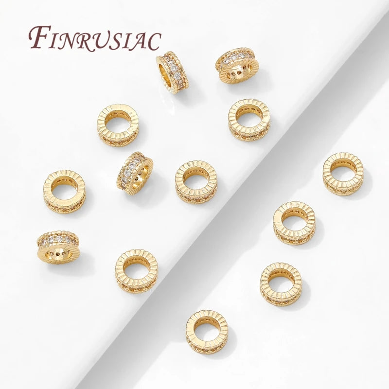18K Gold Plated Zircon Round Spacer Beads 4mm 6mm 8mm – DIY Jewelry Spacer Beads P3
