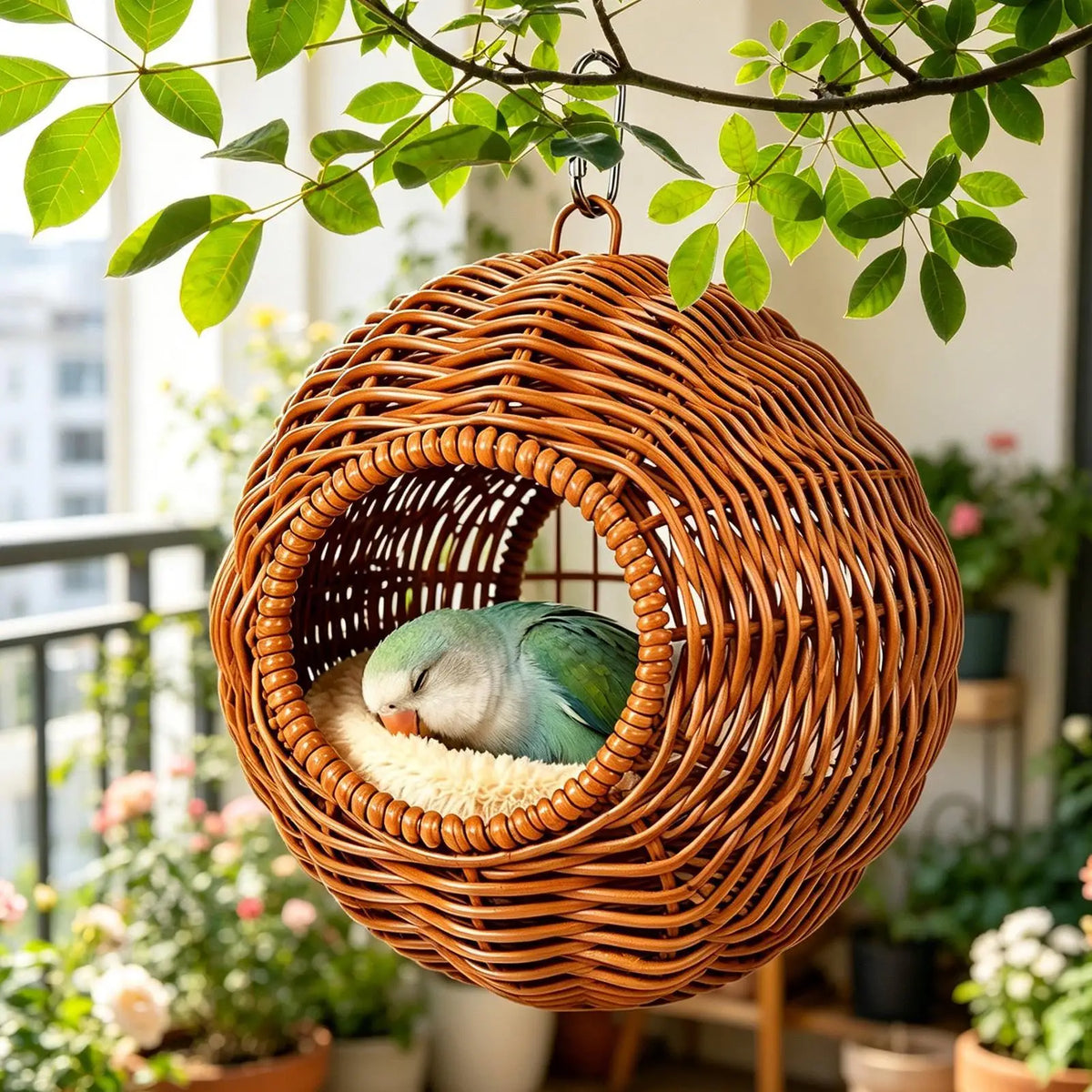 Handwoven Bird Nest House | Parakeet & Small Parrot Hut
