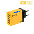 5-in-1 240W GaN Fast Charger | 2 USB + 3 USB-C Multi-Port Multi-Port GaN Charger P3 Yellow-EU