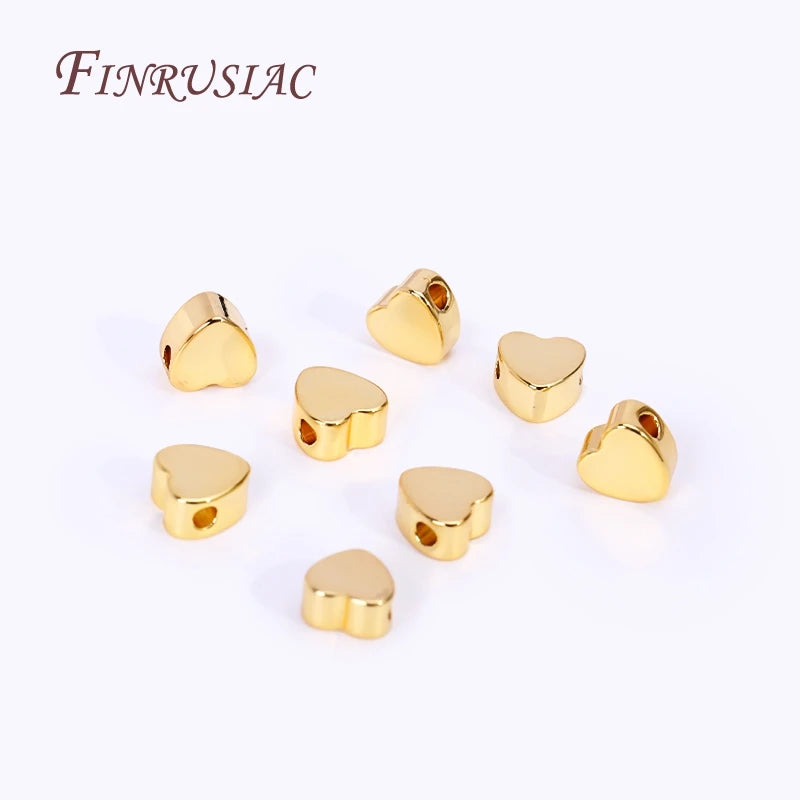 18K Gold Plated Heart Spacer Beads – DIY Bracelet Necklace Jewelry Spacer Beads P3