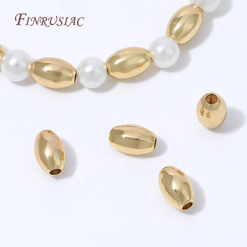 18K Gold Plated Oval Rice Spacer Beads | DIY Jewelry Making Jewelry Spacer Beads P3