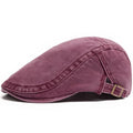Vintage Washed Denim Beret Hat – Unisex Painter Newsboy Cap Denim Beret Hat P3 Burgundy