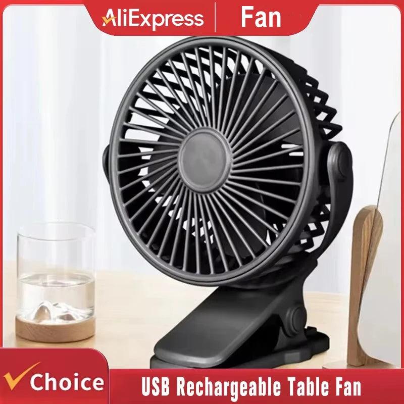 Portable Clip Fan – 720° Rotatable USB Rechargeable Mini Fan Clip Fan P3
