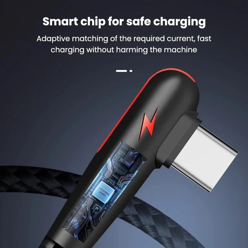 120W USB-C 90° Elbow Fast Charging Cable | Braided Type-C USB-C Charging Cable P3