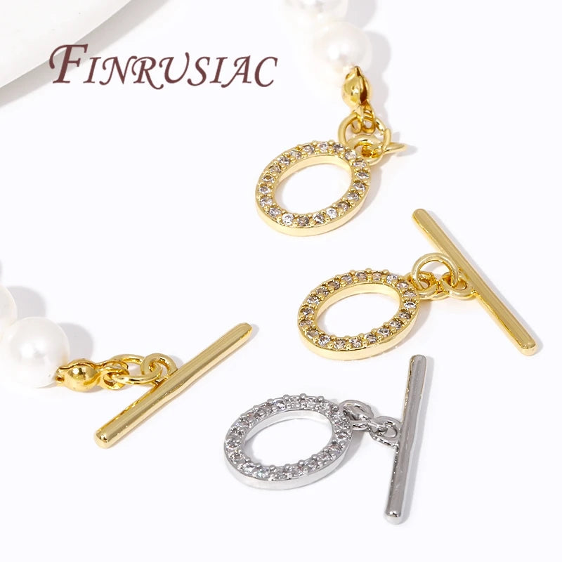 18K Gold Plated CZ Toggle Clasp | OT Ring Bar Jewelry Connector Jewelry Toggle Clasp P3