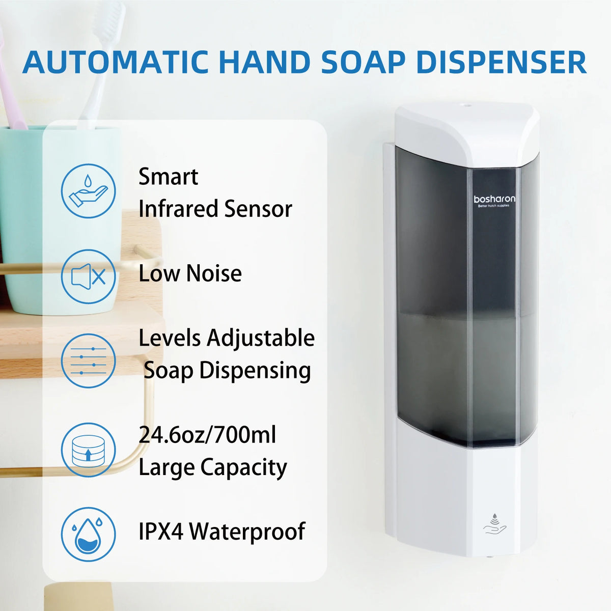 Bosharon 700ml Wall Mount Touchless Automatic Soap Dispenser Automatic Soap Dispenser P3