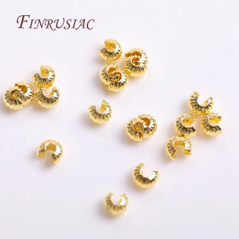 14K/18K Gold Plated 4MM Crimp Bead Covers – DIY Jewelry Findings Crimp Bead Covers P3