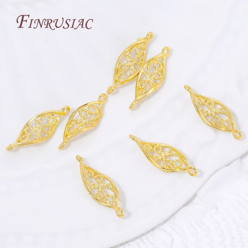 18K Gold Plated Filigree Hollow Leaf Connector | DIY Jewelry Jewelry Connector Finding P3