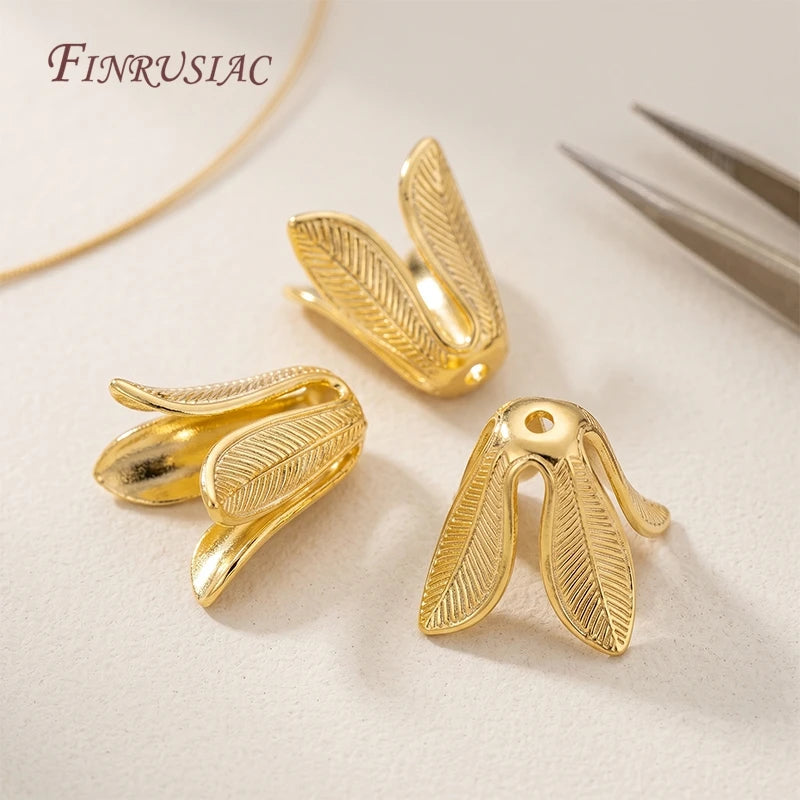 18K Gold Plated Leaf Flower Bead Caps – DIY Jewelry Findings Jewelry Findings P3