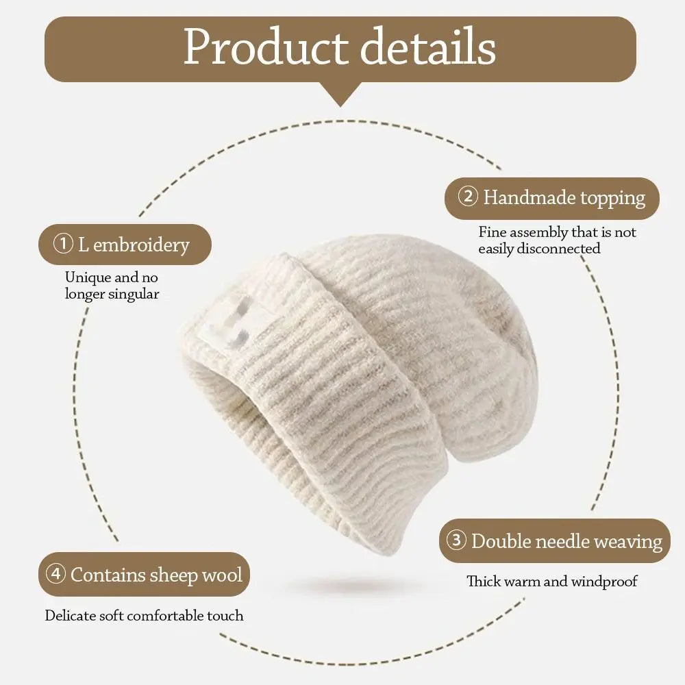 Unisex Knit Beanie Hat – Windproof Warm Solid Color Cap Knit Beanie Hat P3