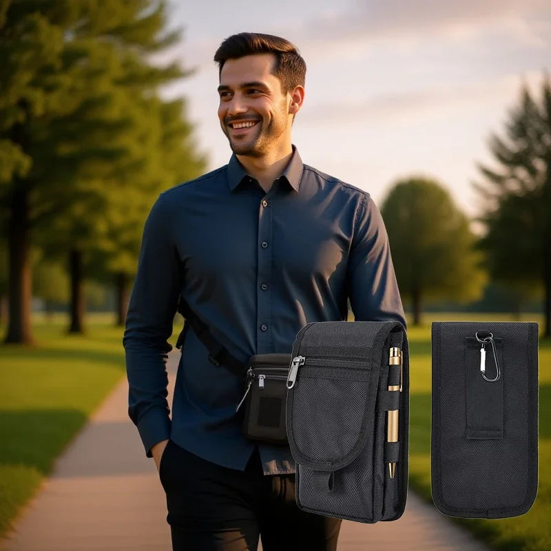 Men's 6.3" Oxford Fabric Belt Phone Pouch | iPhone Holster Phone Belt Pouch P3