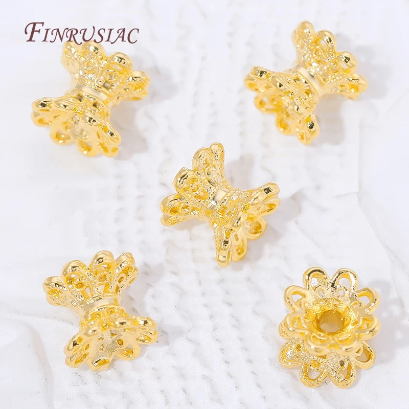 18K Gold Plated Filigree Flower Bead Caps | DIY Jewelry Making Jewelry Bead Caps P3