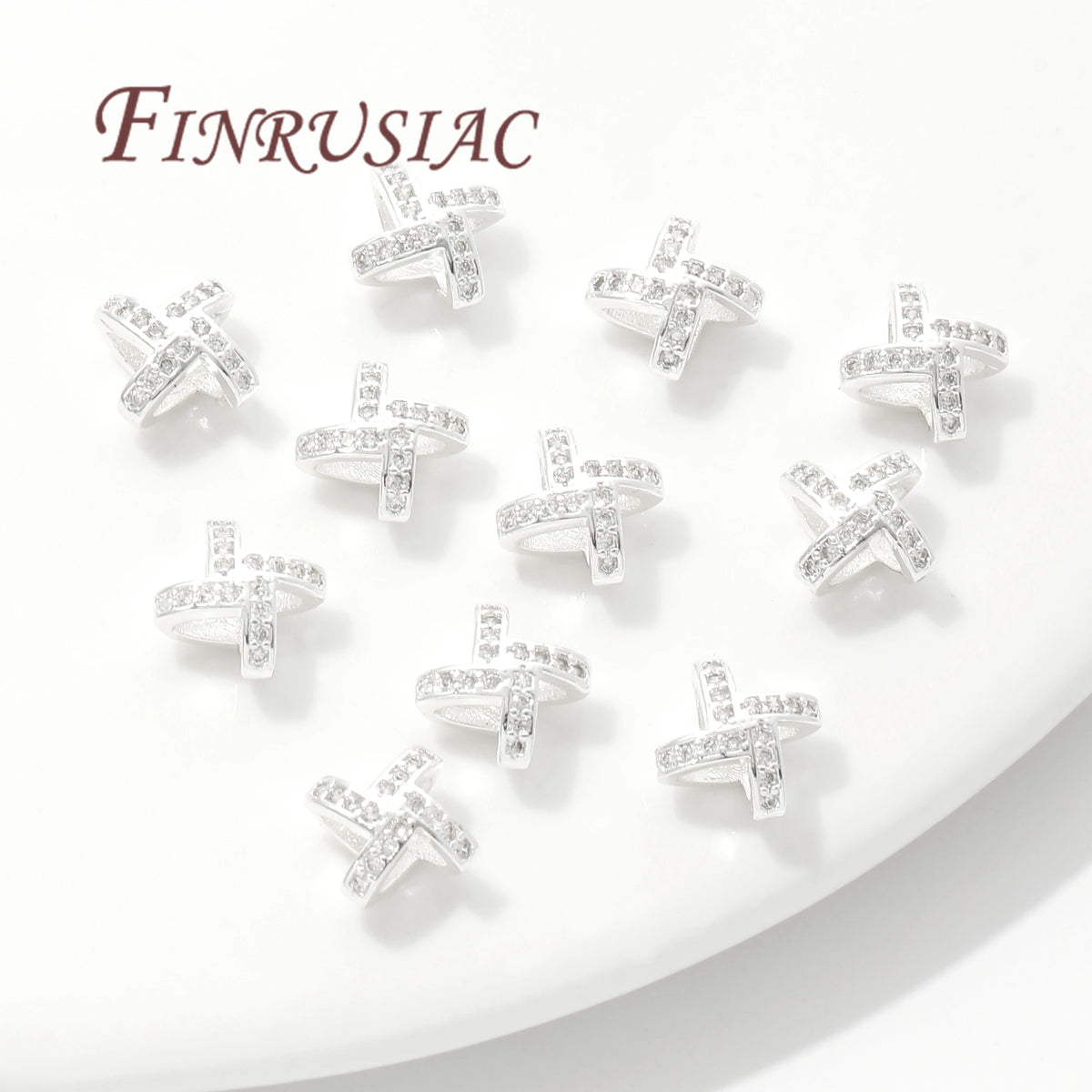 18K Gold Plated X-Shaped Zircon Spacer Beads | DIY Jewelry Jewelry Spacer Beads P3