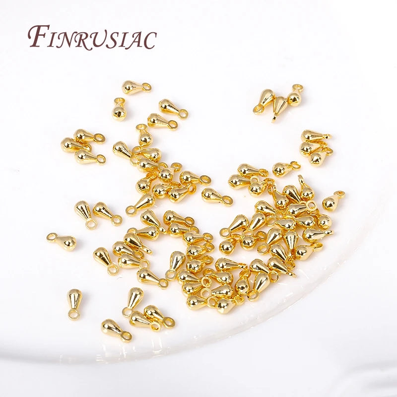 18K Gold Plated Brass Water Drop Pendant End Beads | DIY Jewelry Jewelry Pendant Findings P3