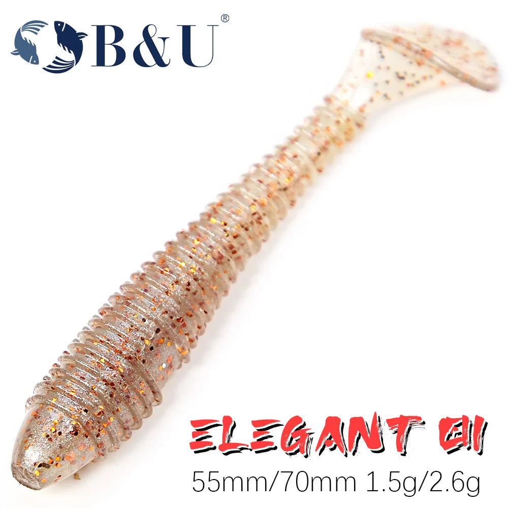 B&U Fat Impact Ring Shad Soft Swimbait Lure 55mm/70mm Soft Plastic Lure P3