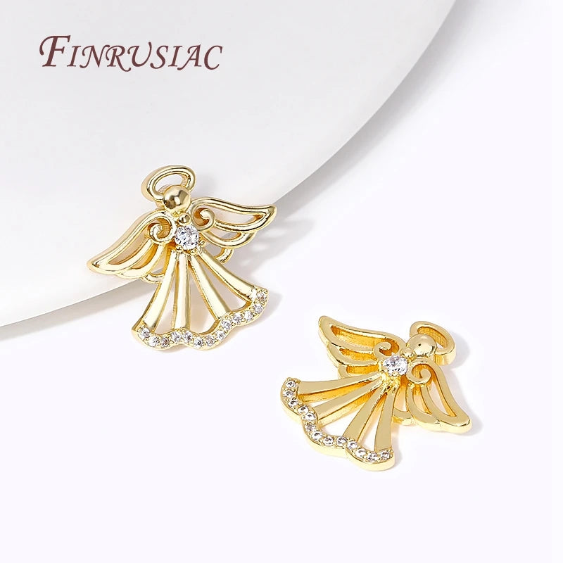 18K Gold Plated Angel Charm Pendant – Zircon DIY Jewelry Finding Jewelry Charm Pendant P3