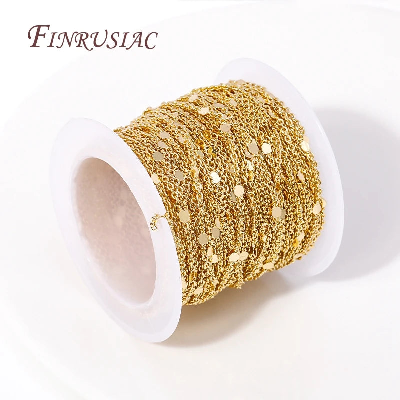 18K Gold Plated Brass Round Spool Chain – DIY Jewelry Making Jewelry Chain Findings P3