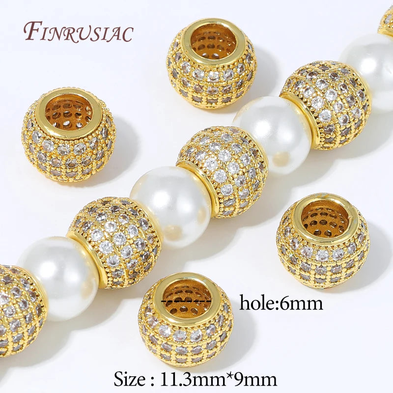 18K Gold Plated CZ Micro Pavé Barrel Spacer Beads | Jewelry Making Jewelry Making Beads P3 18K Gold Plated 4 pieces