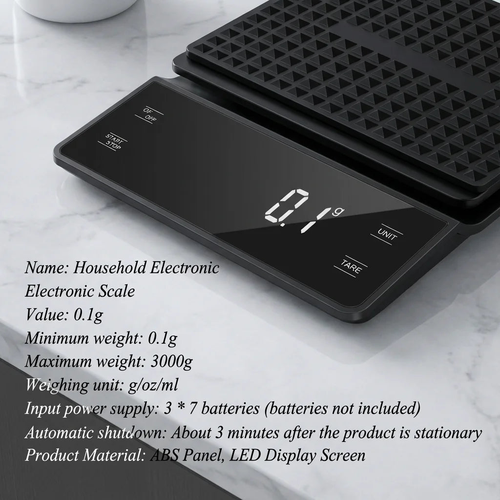 Digital Coffee Scale 3kg/0.1g with Timer & LCD Display Digital Kitchen Scale P3