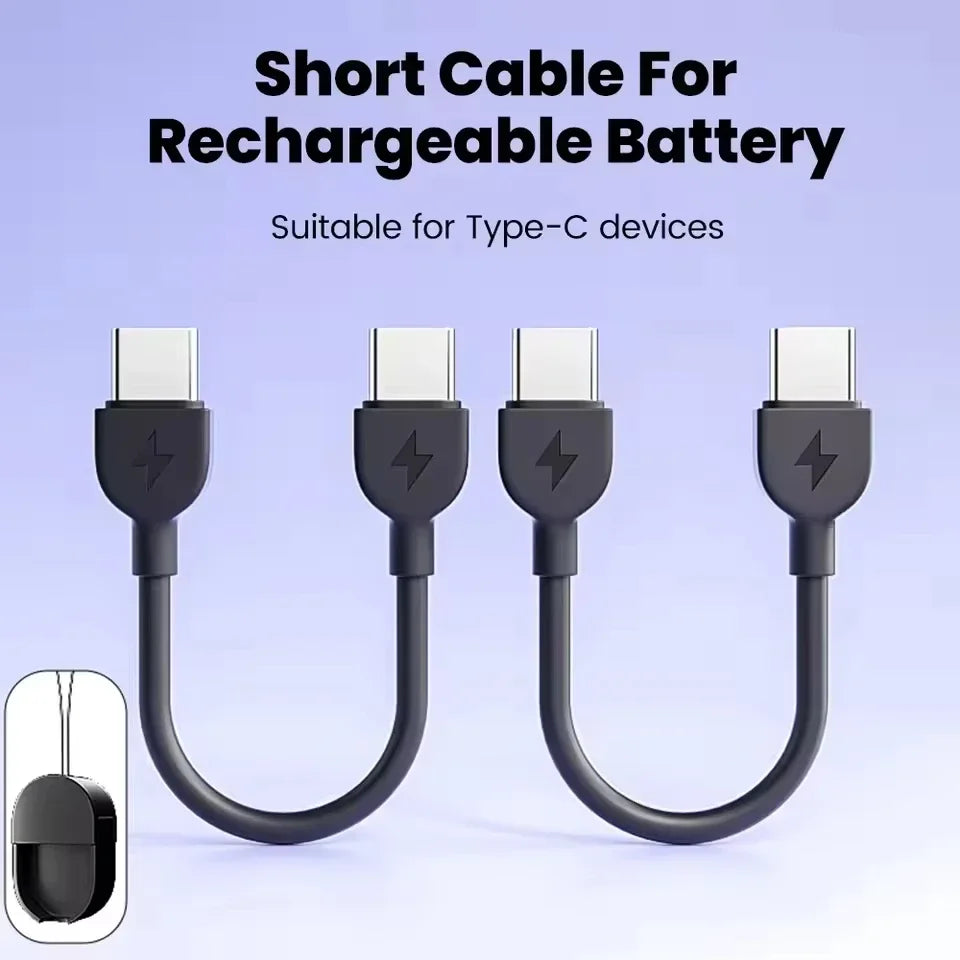 60W USB-C Keychain Cable 17cm Fast Charge – iPhone & Samsung USB-C Charging Cable P3