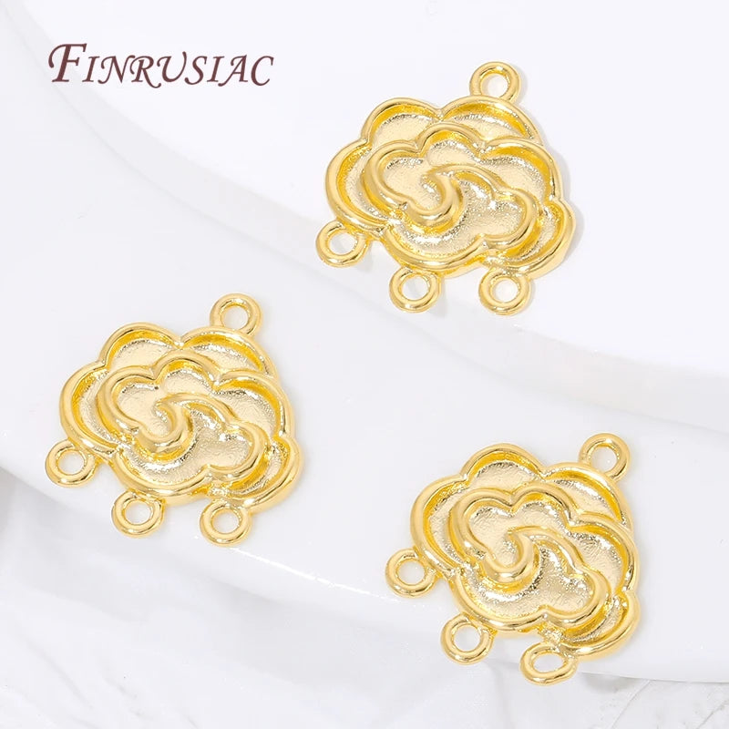 18K Gold Plated Cloud 4-Hole Connector | DIY Jewelry Findings Jewelry Connector Finding P3