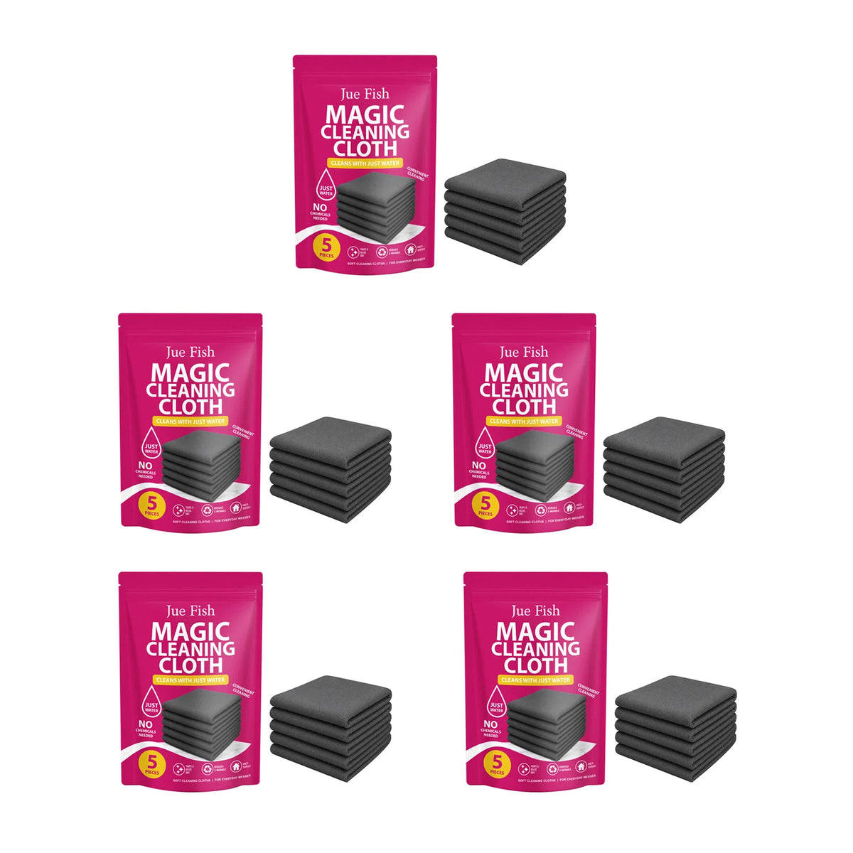 5-Pack Reusable Microfiber Cleaning Cloths | Streak & Lint Free Microfiber Cleaning Cloth P3 25pcs