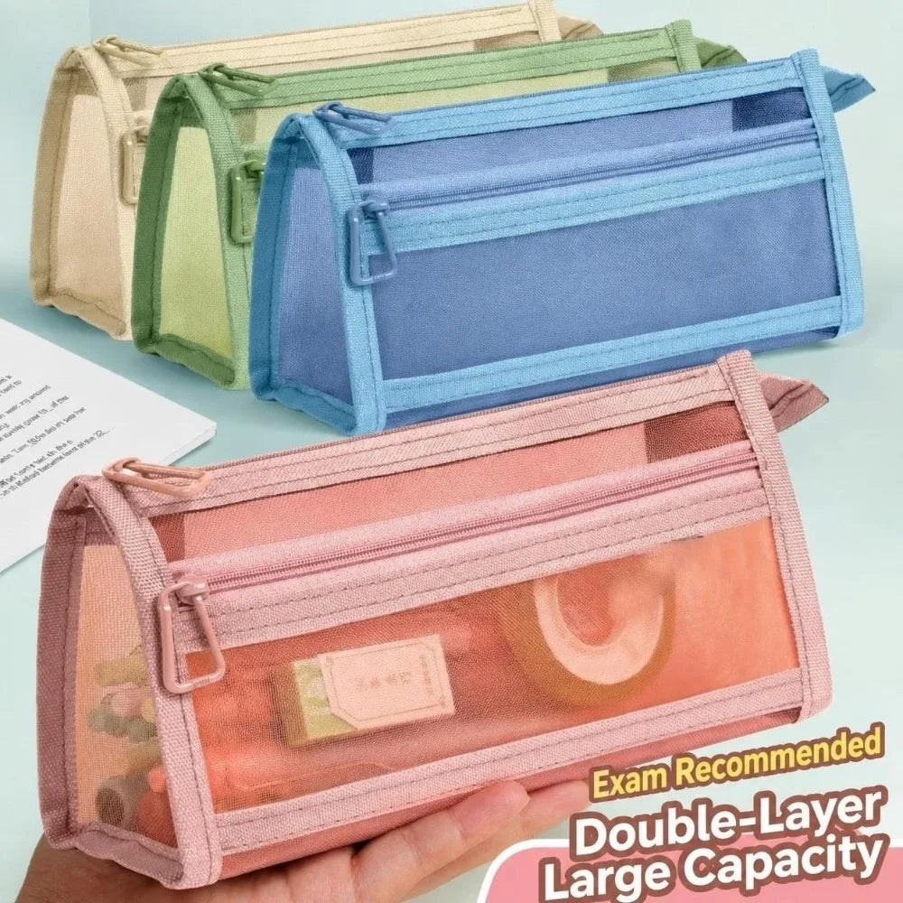 Transparent Mesh Pencil Case – Double Layer Large Capacity Mesh Pencil Case P3