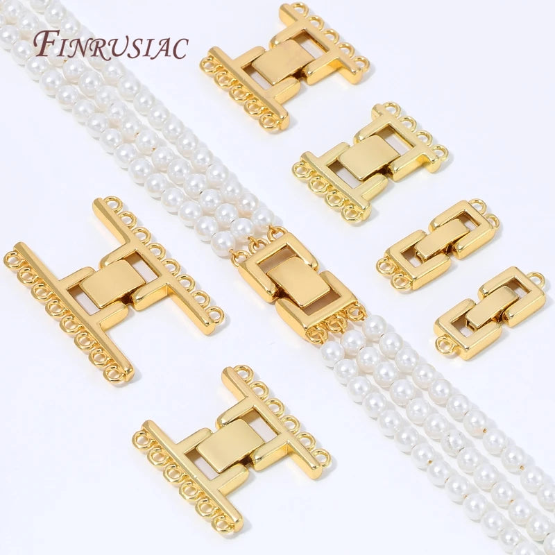 18K Gold Plated Multi-Strand Rectangle Bracelet Clasp DIY Jewelry Clasp Connector P3
