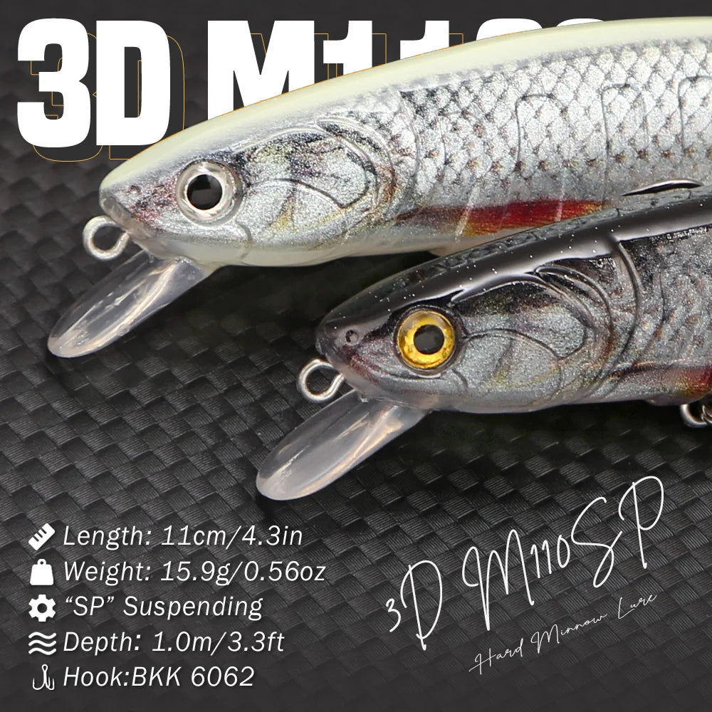 B&U Suspending Minnow Lure Set – Jerkbait for Bass Pike Perch Fishing Lure Set P3