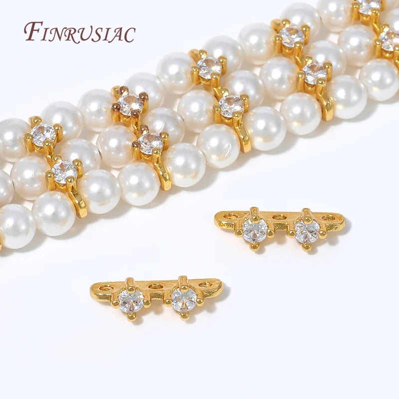 18K Gold Plated CZ 3-Hole Spacer Bar Connector | DIY Jewelry Jewelry Connector Finding P3