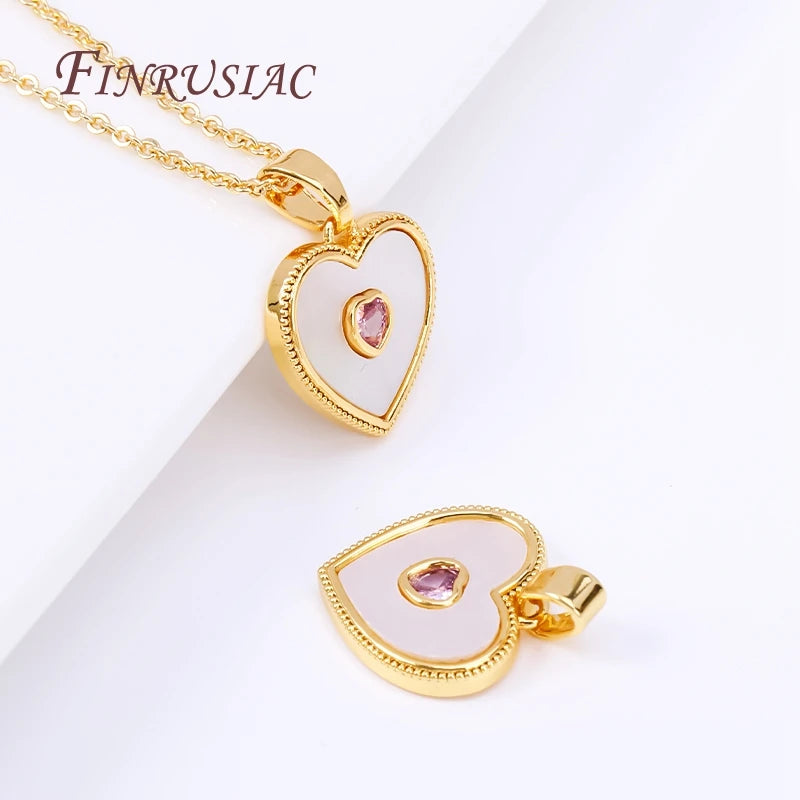 18K Gold Plated Brass Heart Pendant | Shell DIY Jewelry Charm Jewelry Pendant Charm P3