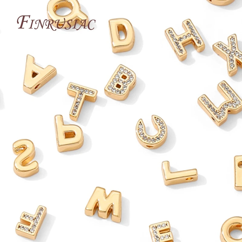 18K Gold Plated CZ Initial Letter Charms A–Z | DIY Jewelry Beads Initial Letter Charms P3