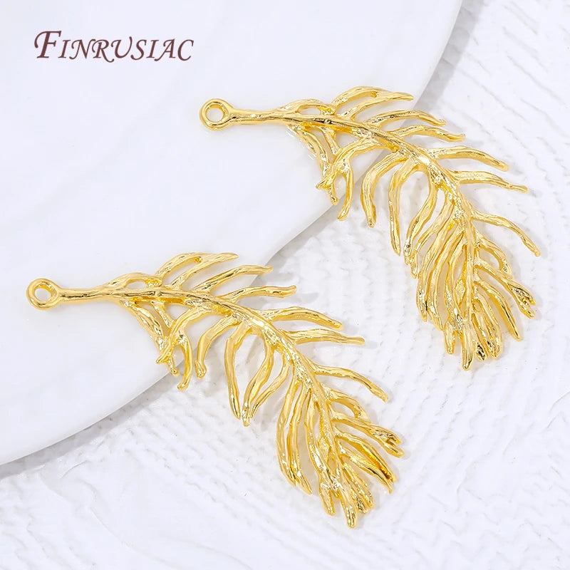 18K Gold Plated Feather & Leaf Charm Connectors | DIY Jewelry Jewelry Charm Connectors P3