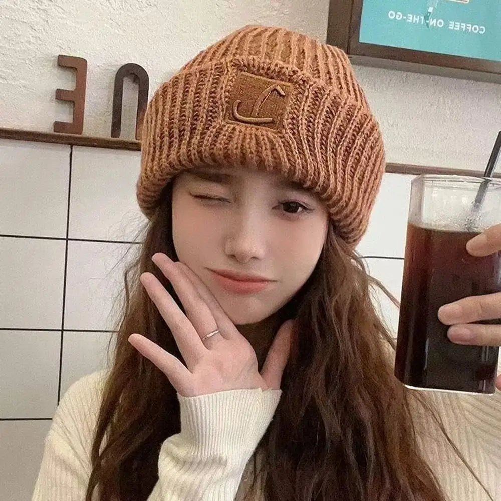 Unisex Knit Beanie Hat – Windproof Warm Solid Color Cap Knit Beanie Hat P3