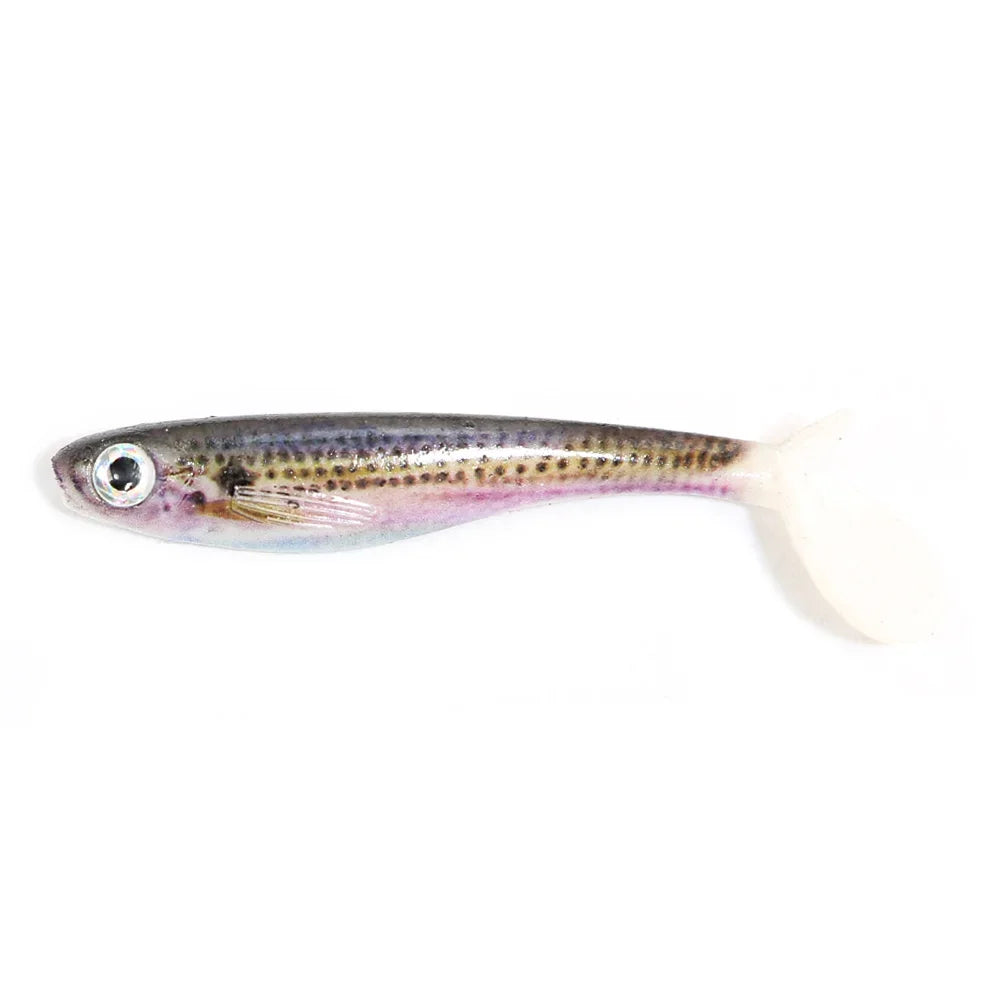 B&U 75mm Paddle Tail Shad Soft Swimbait Lures – 3 Pack Soft Swimbait Lure P3 brown purple 3pcs-75mm
