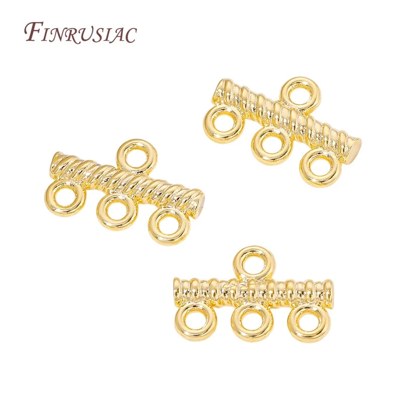 18K Gold Plated 3-Hole Multi Strand Twisted Clasp Connector Jewelry Clasp Connector P3