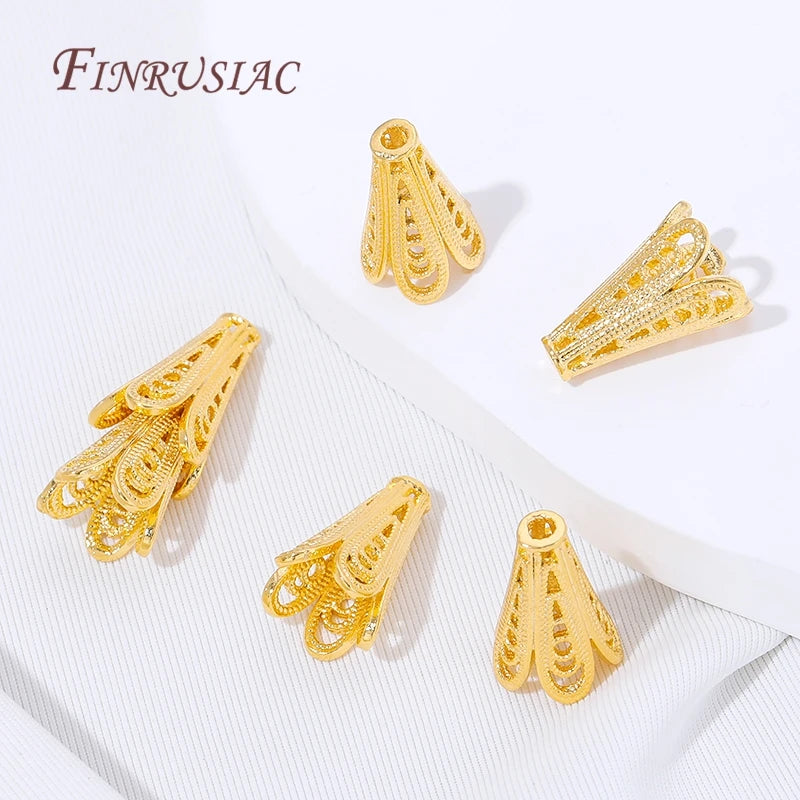 18K Gold Plated Filigree Cone Bead Caps – DIY Jewelry Findings Jewelry Bead Caps P3