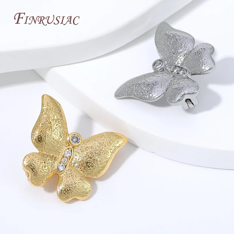 18K Gold Plated Butterfly Bracelet Clasp with Zircon | DIY Jewelry Clasp Finding P3