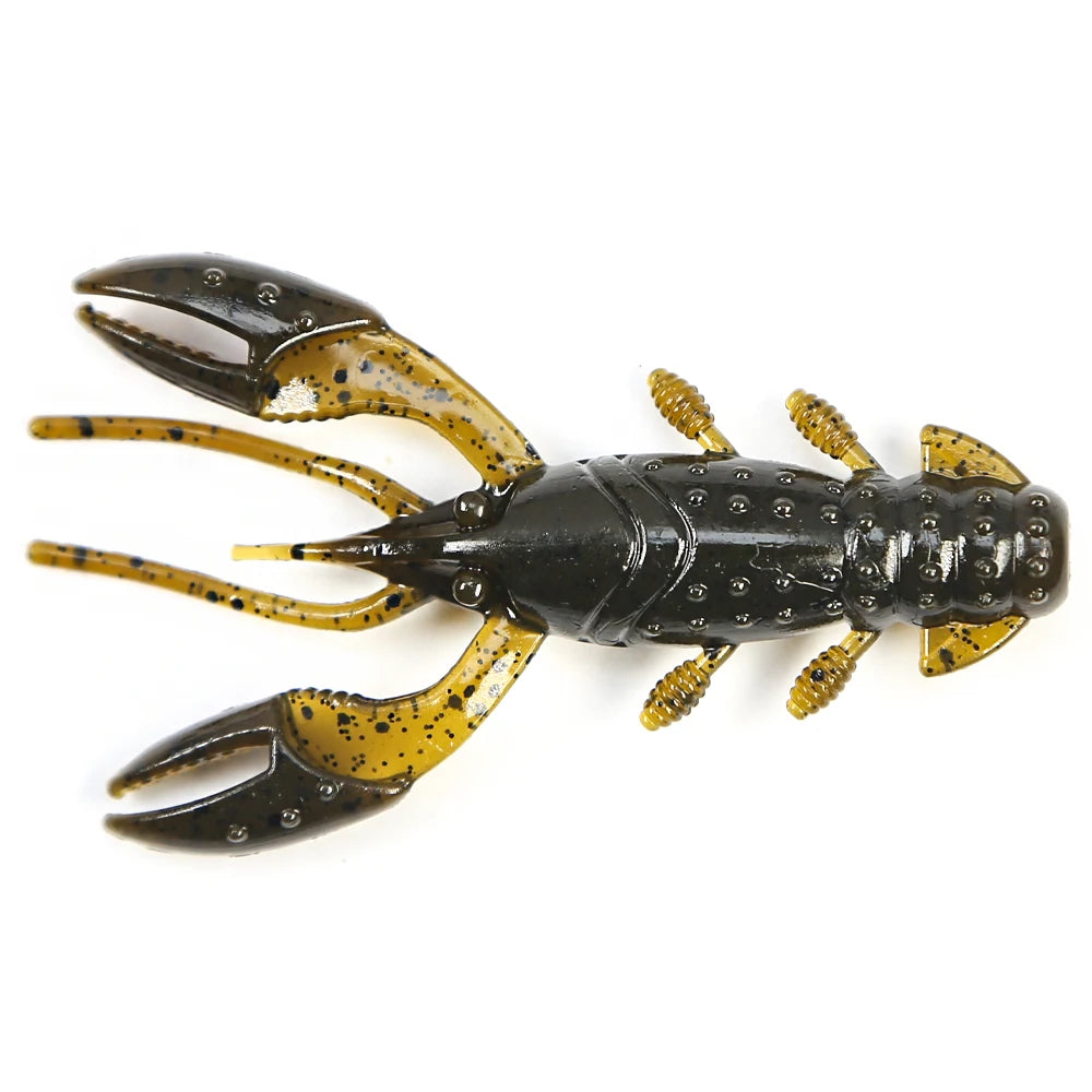 B&U Soft Crawfish Larvae Silicone Fishing Lure | Bass Swimbait Soft Fishing Lure P3 BROWN 10PCS-40mm-1.0g