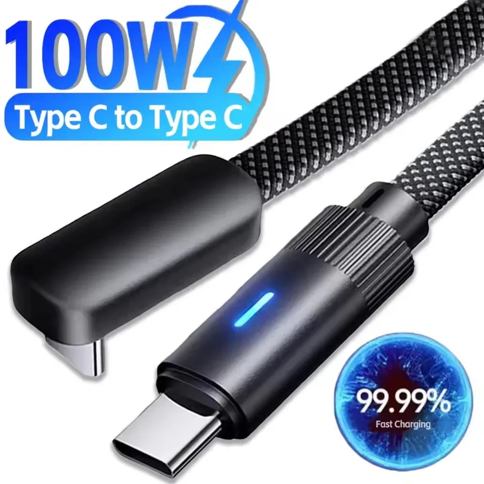90° Dual USB-C Fast Charging Cable – Flat Design, 6A USB-C Charging Cable P3