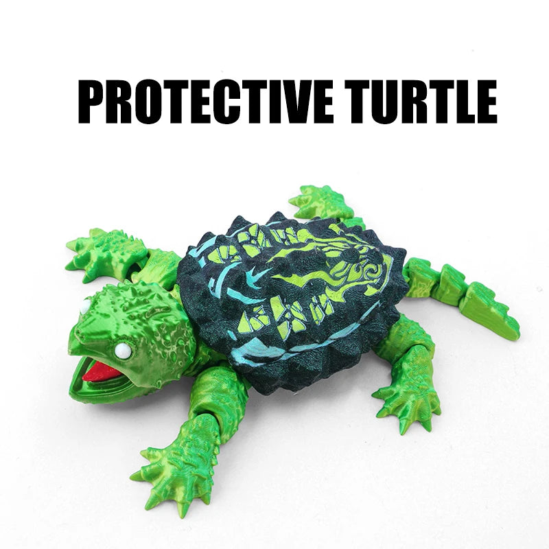 3D Printed Articulated Turtle Fidget Toy | Flexible Reptile Figurine Fidget Figurine Toy P3