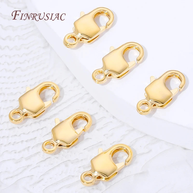 18K Gold Plated Lobster Clasps 10mm 12mm – DIY Jewelry 5/10Pcs Jewelry Clasp Findings P3