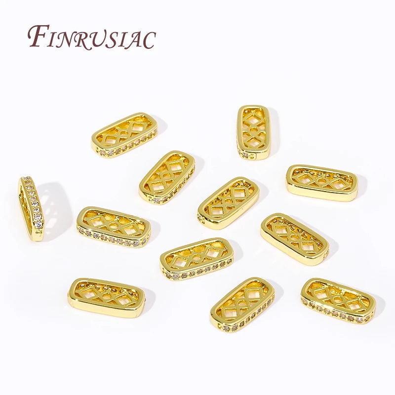 18K Gold Plated Zircon Rectangle Spacer Beads | DIY Jewelry Jewelry Spacer Beads P3