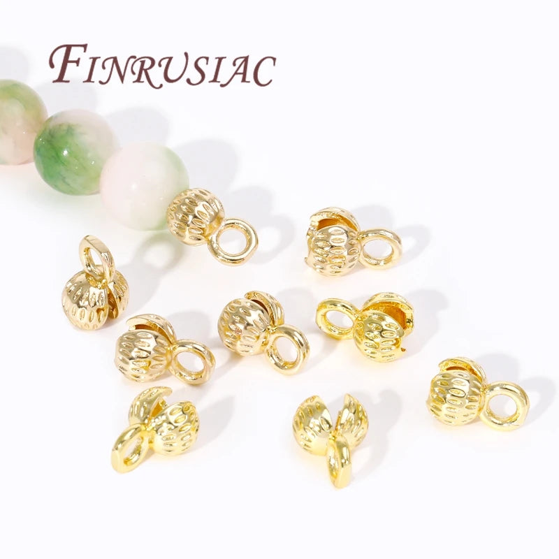 18K Gold Plated Brass Cord Ends 4/5.5mm Clam Shell Crimp Bead Tips Jewelry Findings P3