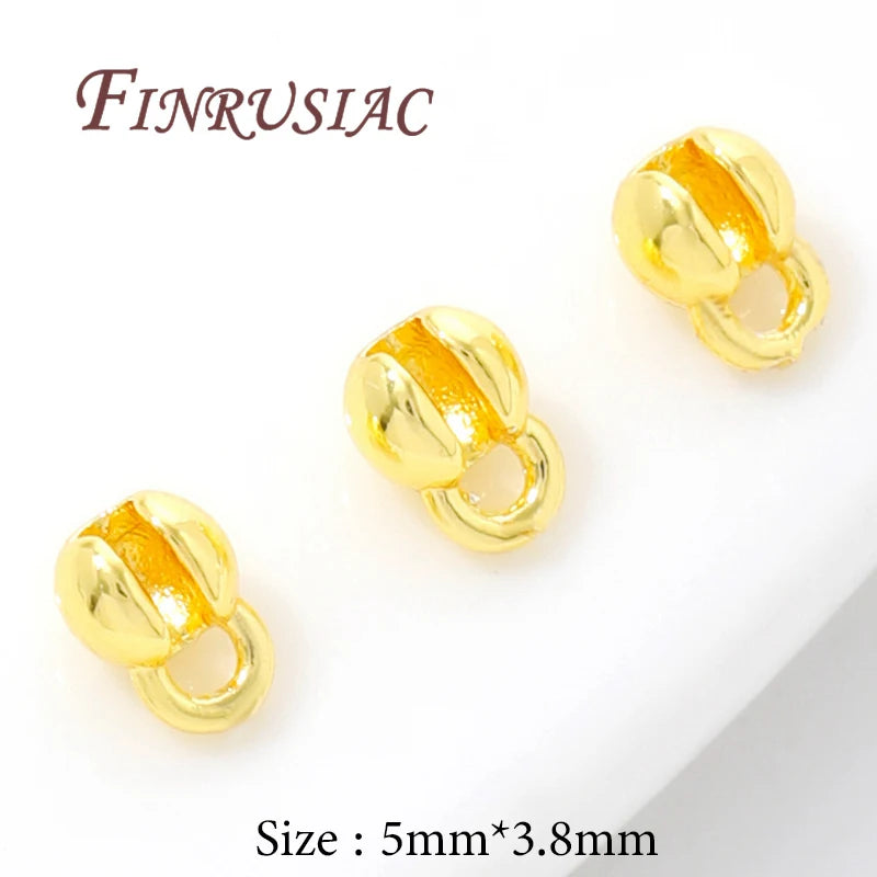 18K Gold Plated Brass Crimp Beads & Ball Chain Connectors Jewelry Findings P3 14K Real Gold Plated 20 pieces