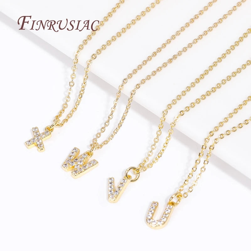 A-Z Initial Letter Pendant Necklace | 18K Gold Plated Choker Initial Pendant Necklace P3