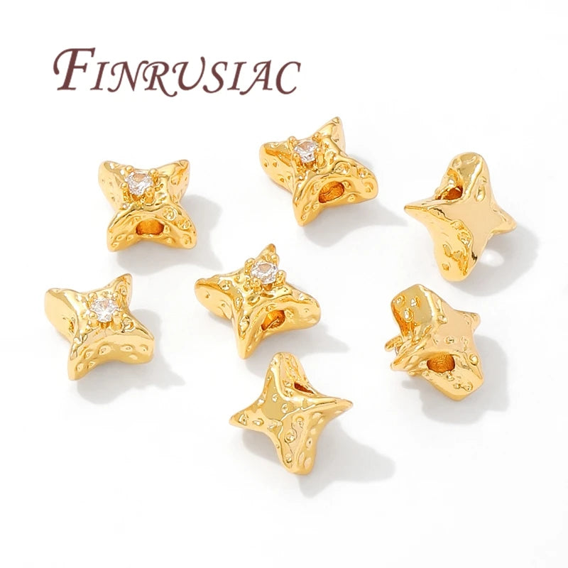 18K Gold Plated Star Spacer Beads 9.5mm | DIY Jewelry Making Jewelry Spacer Beads P3