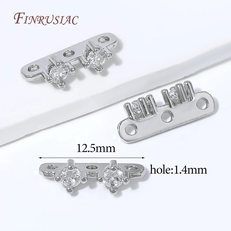 18K Gold Plated CZ 3-Hole Spacer Bar Connector | DIY Jewelry Jewelry Connector Finding P3 Rhodium Plated 10 pcs