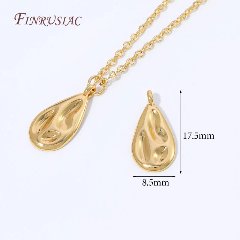 18K Gold Plated Teardrop Charms | Brass Water Drop Pendants Jewelry Making Charms P3 18K Real Gold Plated 5 pieces
